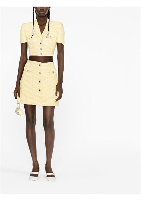 Yellow tweed button up skirt women ALESSANDRA RICH